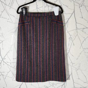 D'Allairds VTG Red & Gray Striped Knit Pencil Skirt